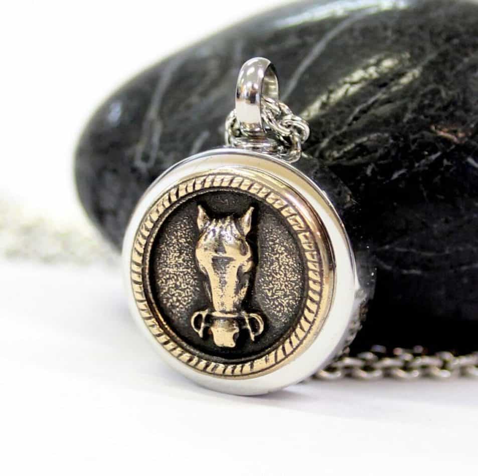 Horse Face Cremation Ash Urn Pendant